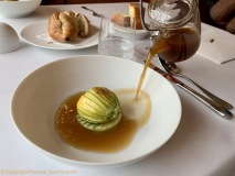 Restaurant Bozar Bruxelles - Fleurs de courgette, soufflé aux langoustines, consommé de langoustines