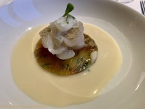 Restaurant Attablez-Vous - Flétan de ligne, asperges du Vaucluse, vin jaune, lemon myrte