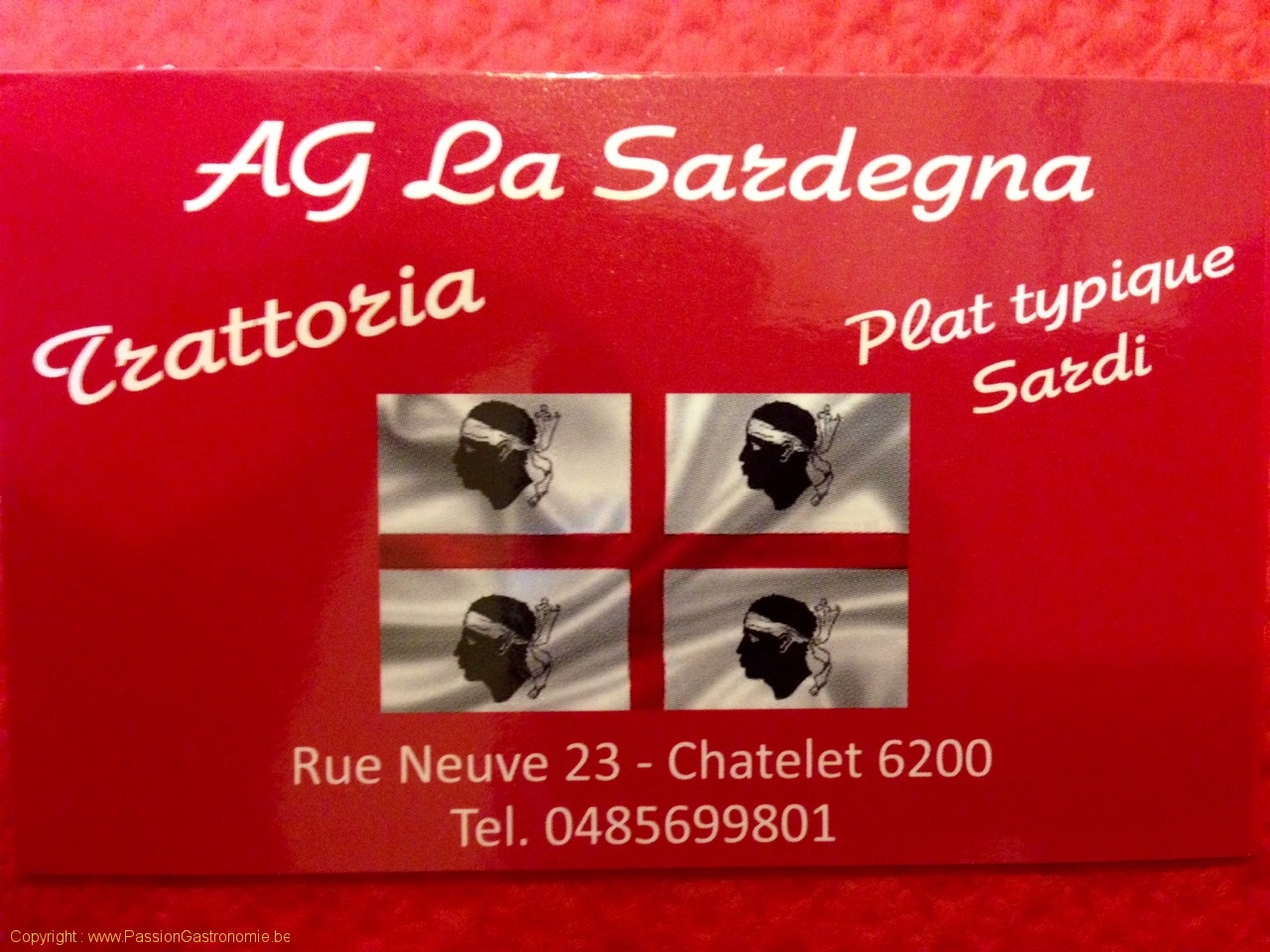 Restaurant Trattoria AG La Sardegna - Carte de visite