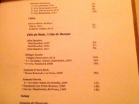 Restaurant Bouchery : carte des vins