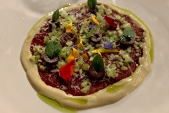 Greenhouse by BonBon - Kaisin - Carpaccio de Boeuf du Jardin à la concentration de tomates à l’eau fumée – Vinaigrette Harry´s Bar