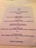 La Villa Lorraine : Menu