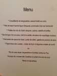 Restaurant Le Chateau de Strainchamps - Menu