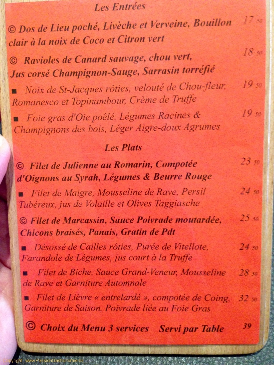 Restaurant Le Contre-Temps à Ixelles Menu