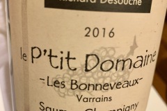 Restaurant Les Caves d'Alex - Saumur Champigny le P'tit Domaine Les Bonneveaux 2016