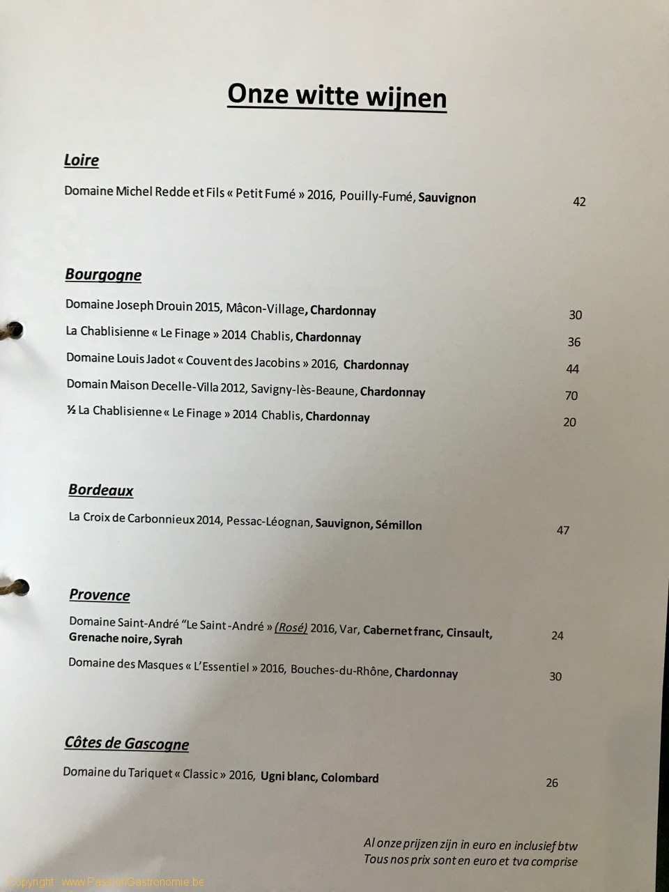 Restaurant Anarchy - La carte des vins