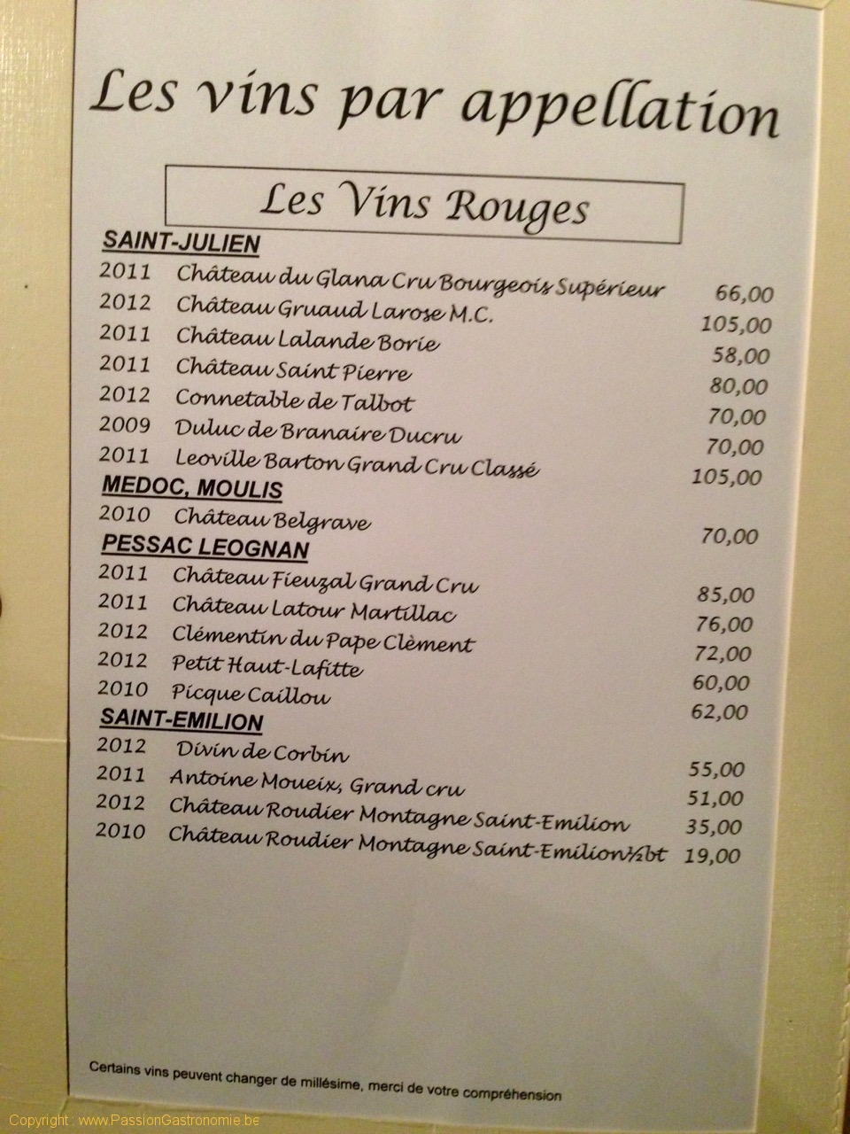 Restaurant L'Attrape Loup - La carte des vins