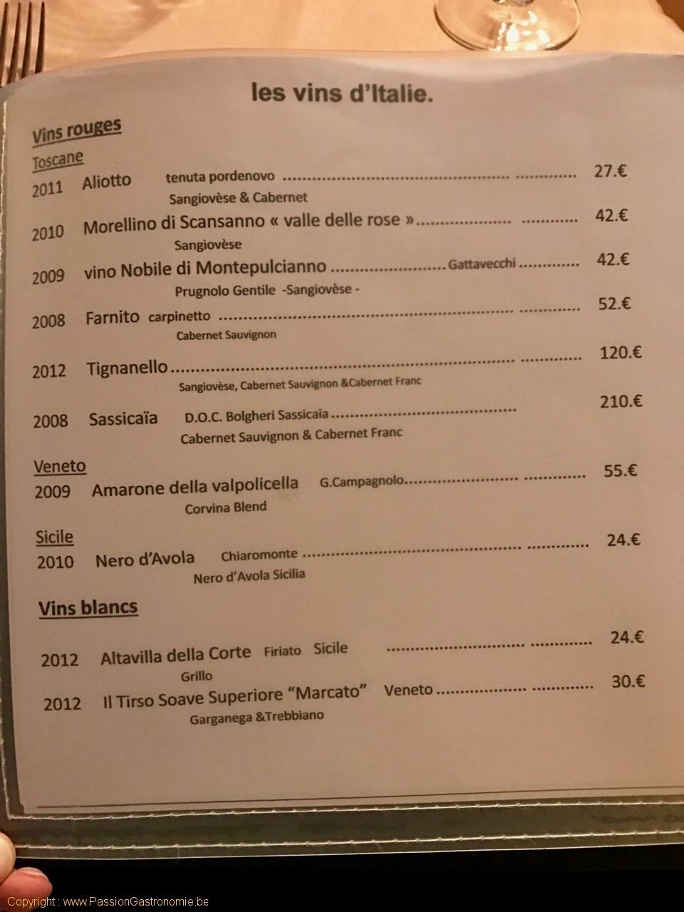 Restaurant Au Provencal - Les vins d'Italie