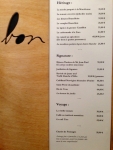 Restaurant BonBon - La carte Restaurant BonBon - La carte