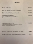Restaurant Bozar - La carte des desserts Restaurant Bozar - La carte des desserts