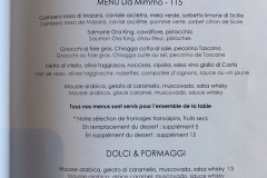 Restaurant Da Mimmo - Les menus