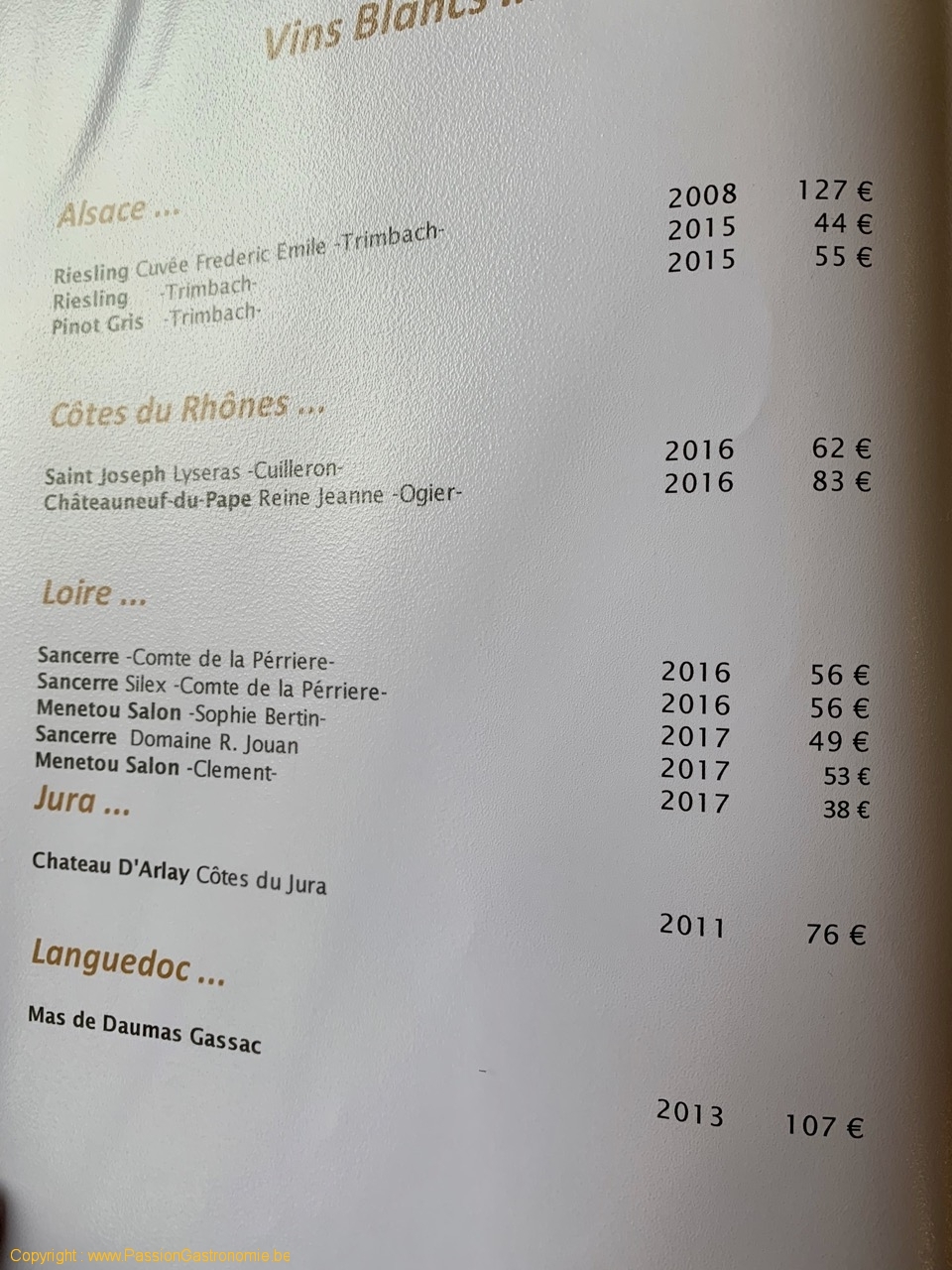 Restaurant La Canne en Ville - La carte des vins