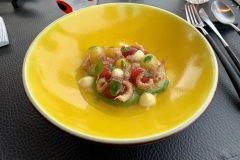Restaurant La Villa In The Sky - Tomate cerise, crevettes grises, burrata, kéfir limes