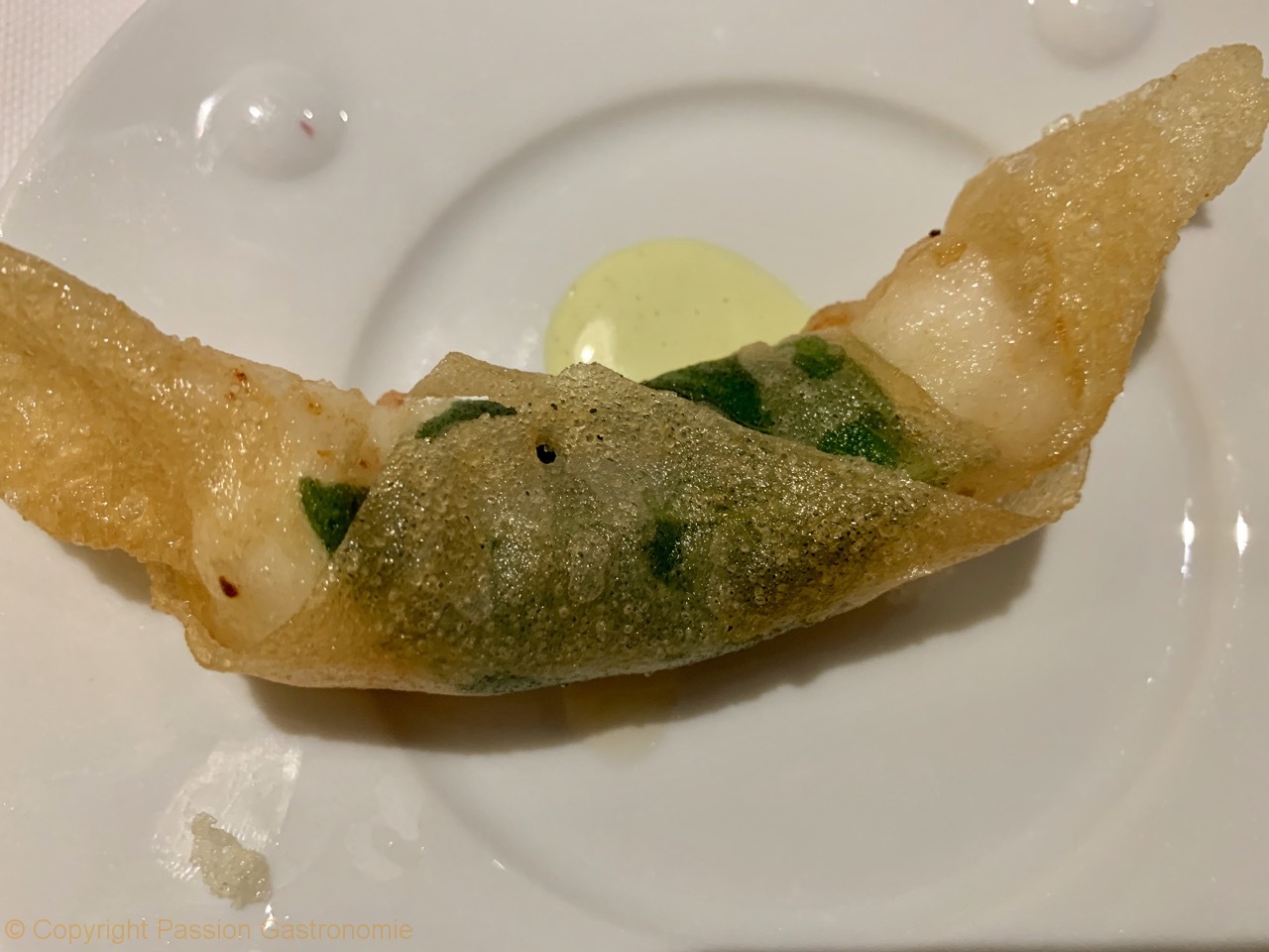 Restaurant Gril aux herbes - Langoustine en papillote et sa mayonnaise au wasabi
