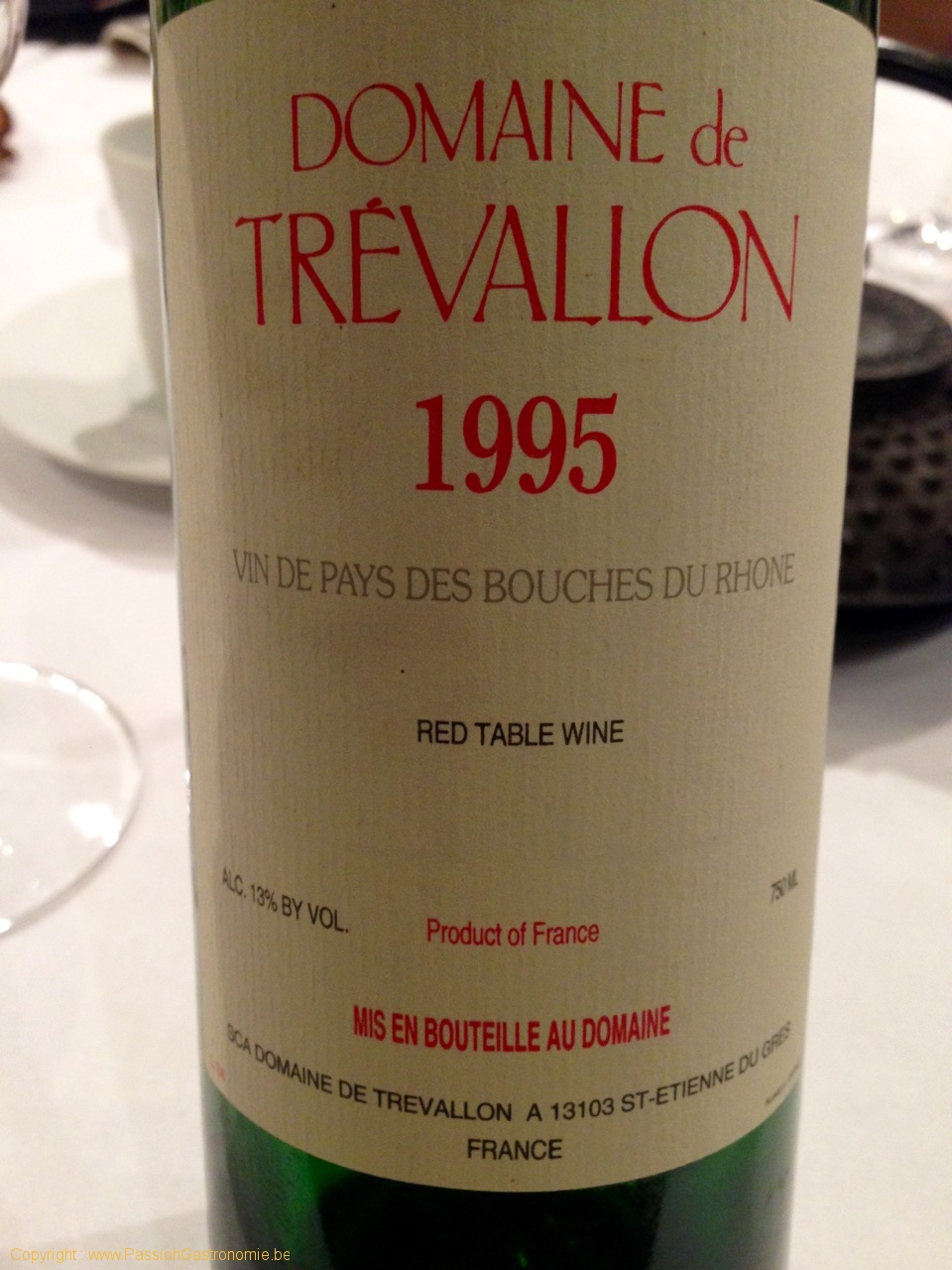 Restaurant Lemonnier - Trevallon 1995