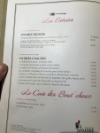 Restaurant La Sambre Et Meuse - La carte des entrées