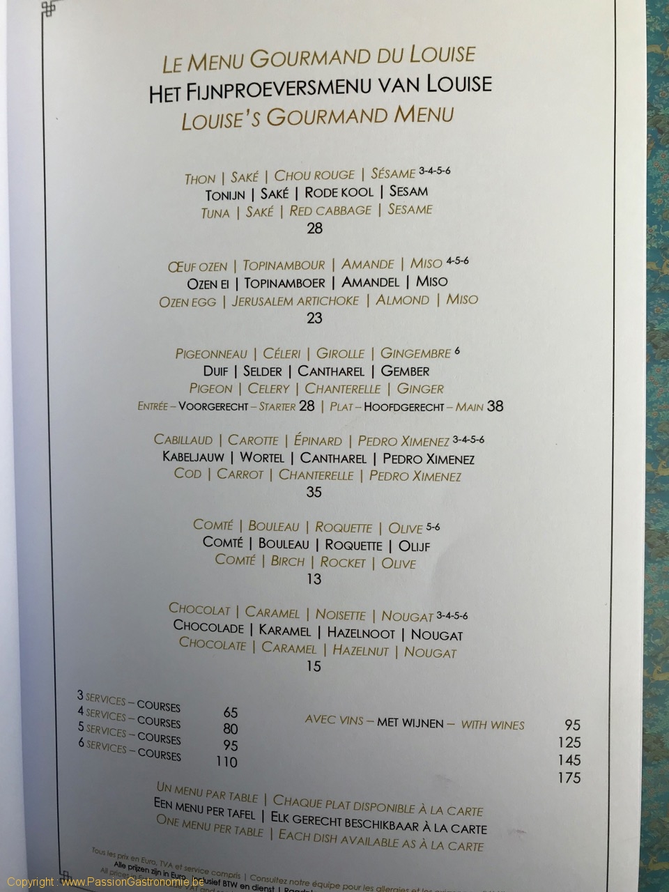 Restaurant Louise 345 - Le menu gourmand du Louise