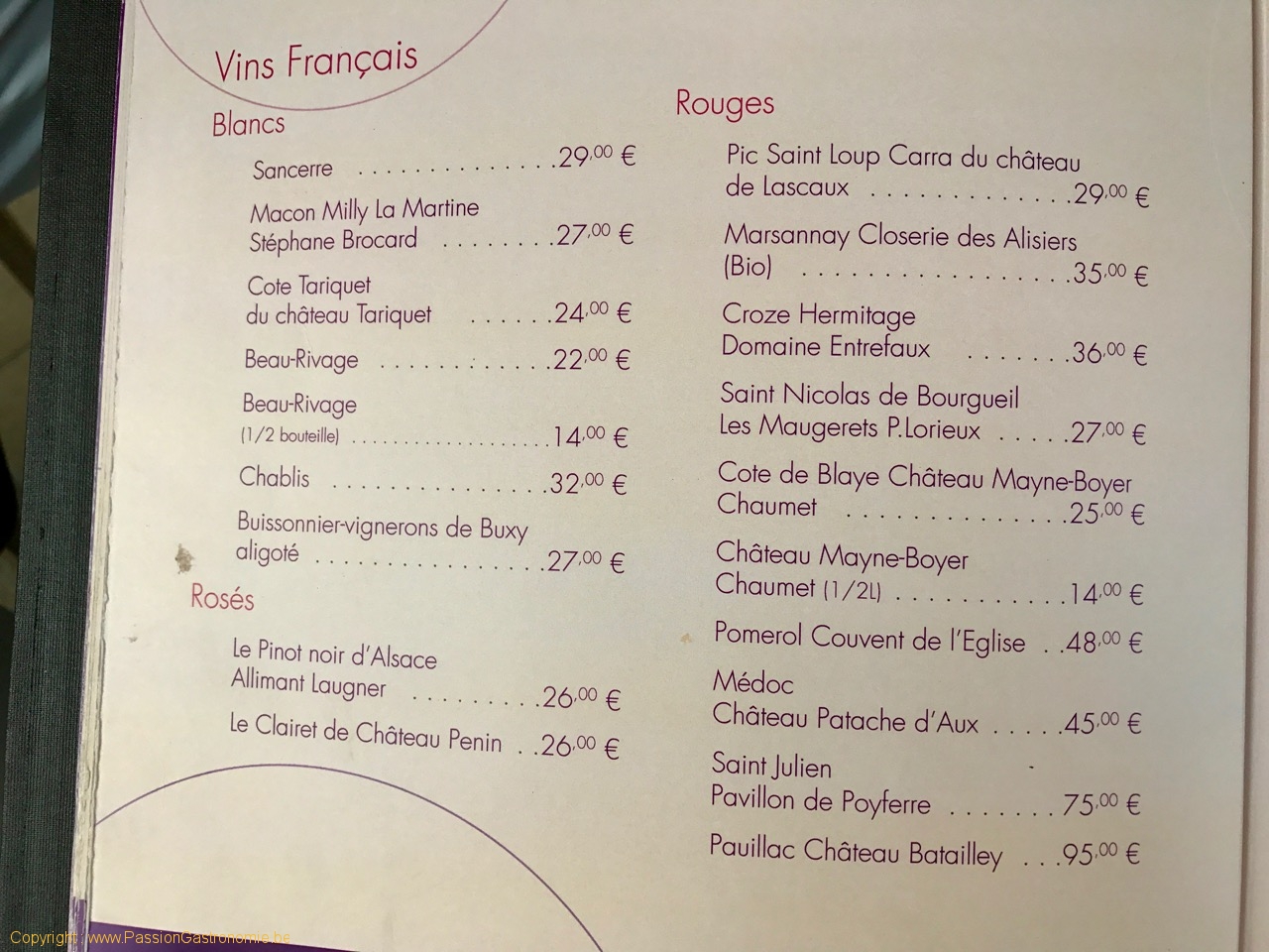 Restaurant On600Bien - Les vins français