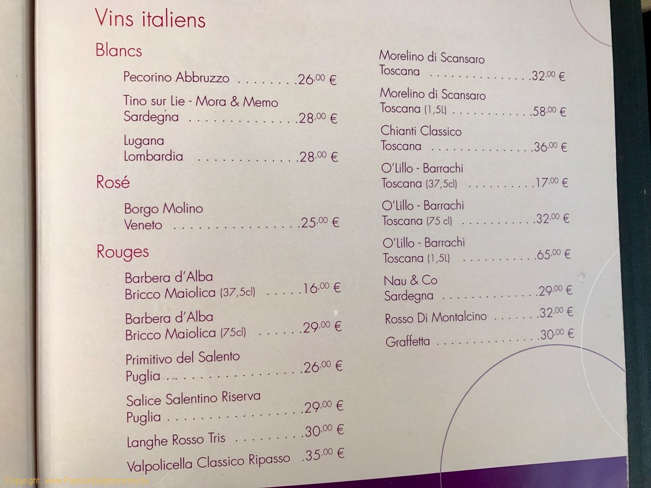 Restaurant On600Bien - Les vins italiens