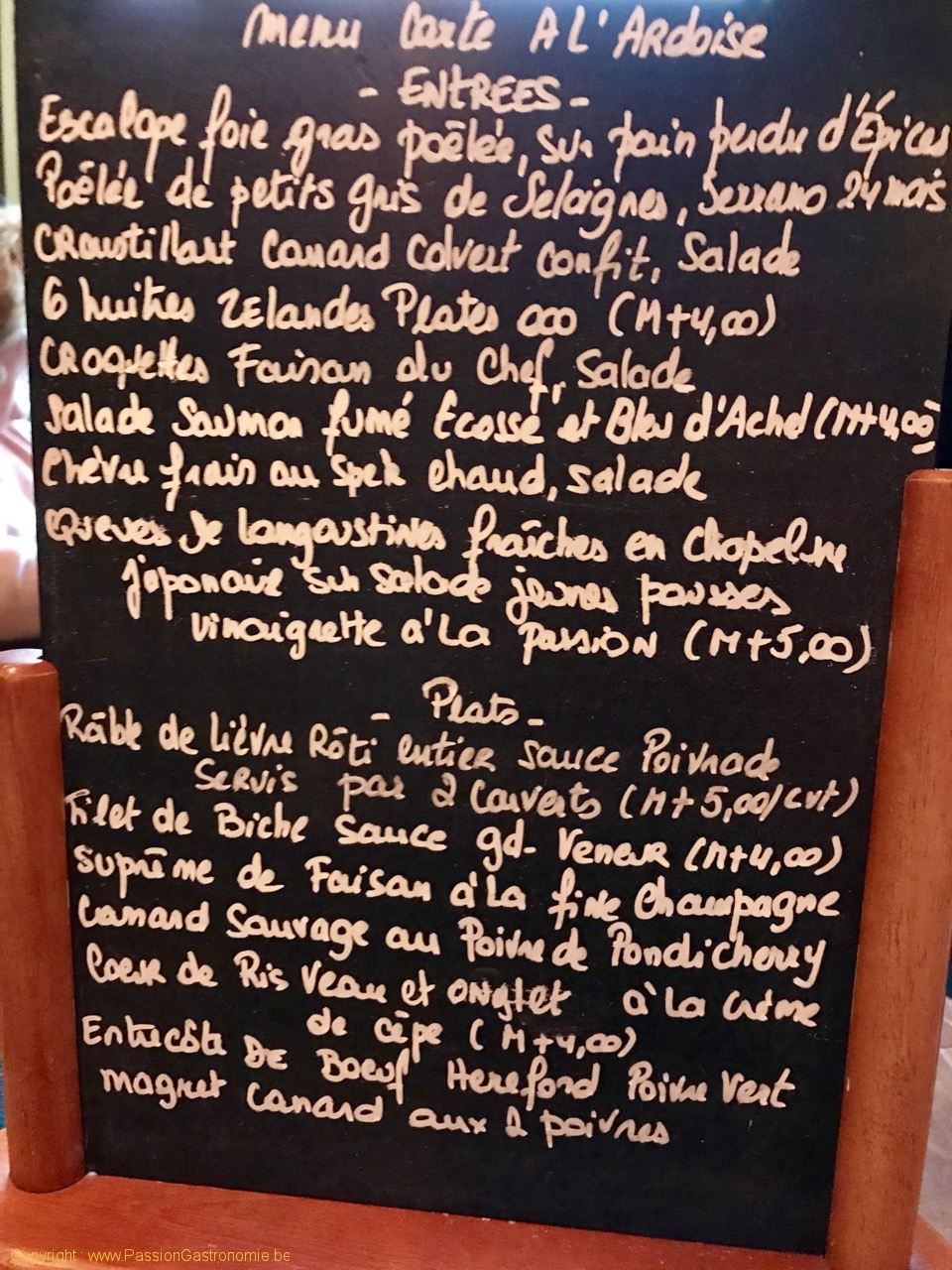 Restaurant Poivre Noir - L'ardoise : entrées et plats
