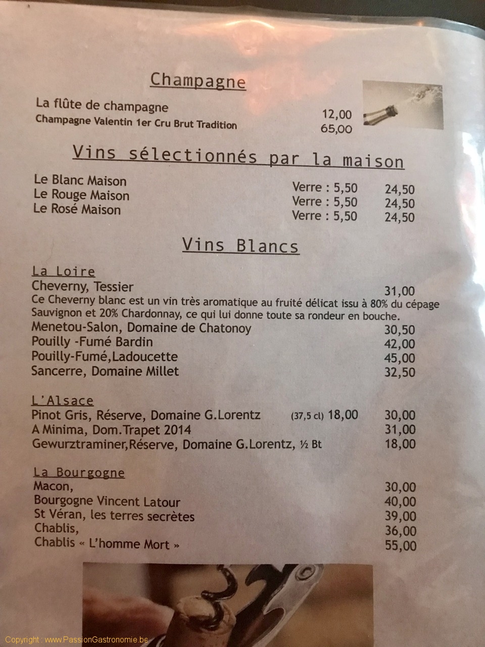 Restaurant Poivre Noir - La carte des vins