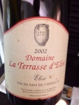 Restaurant Le Prieuré Saint-Géry - Cuvée Elise au Domaine de la terrasse d'Elise 2002 Restaurant Le Prieuré Saint-Géry - Cuvée Elise au Domaine de la terrasse d'Elise 2002