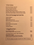 Restaurant Rob - La carte des viandes et des accompagnements Restaurant Rob - La carte des viandes et des accompagnements