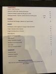 Restaurant Tribeca - La carte des suggestions et des desserts