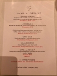 Restaurant Villa Lorraine - Le menu