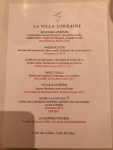 Restaurant Villa Lorraine - Le menu Restaurant Villa Lorraine - Le menu