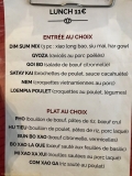 Restaurant Yi Chan - La carte du lunch