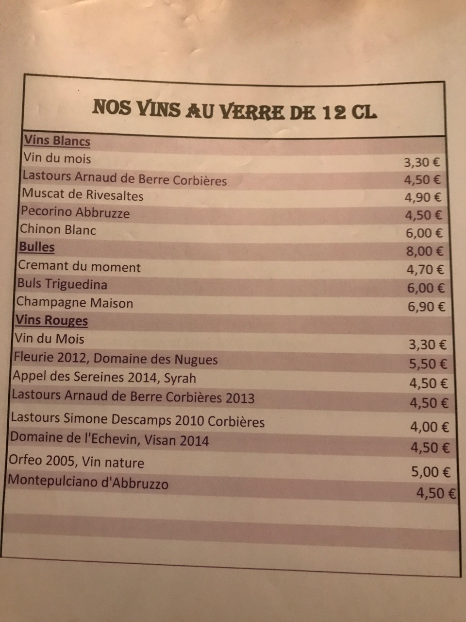 Restaurant Les caves de l'abbaye d'Aulne - Les vins au verre