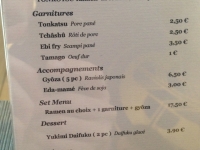 Restaurant Samuraï Ramen à Bruxelles : le menu (la carte)