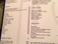 Brasserie Toucan sur Mer : la carte Brasserie Toucan sur Mer : la carte
