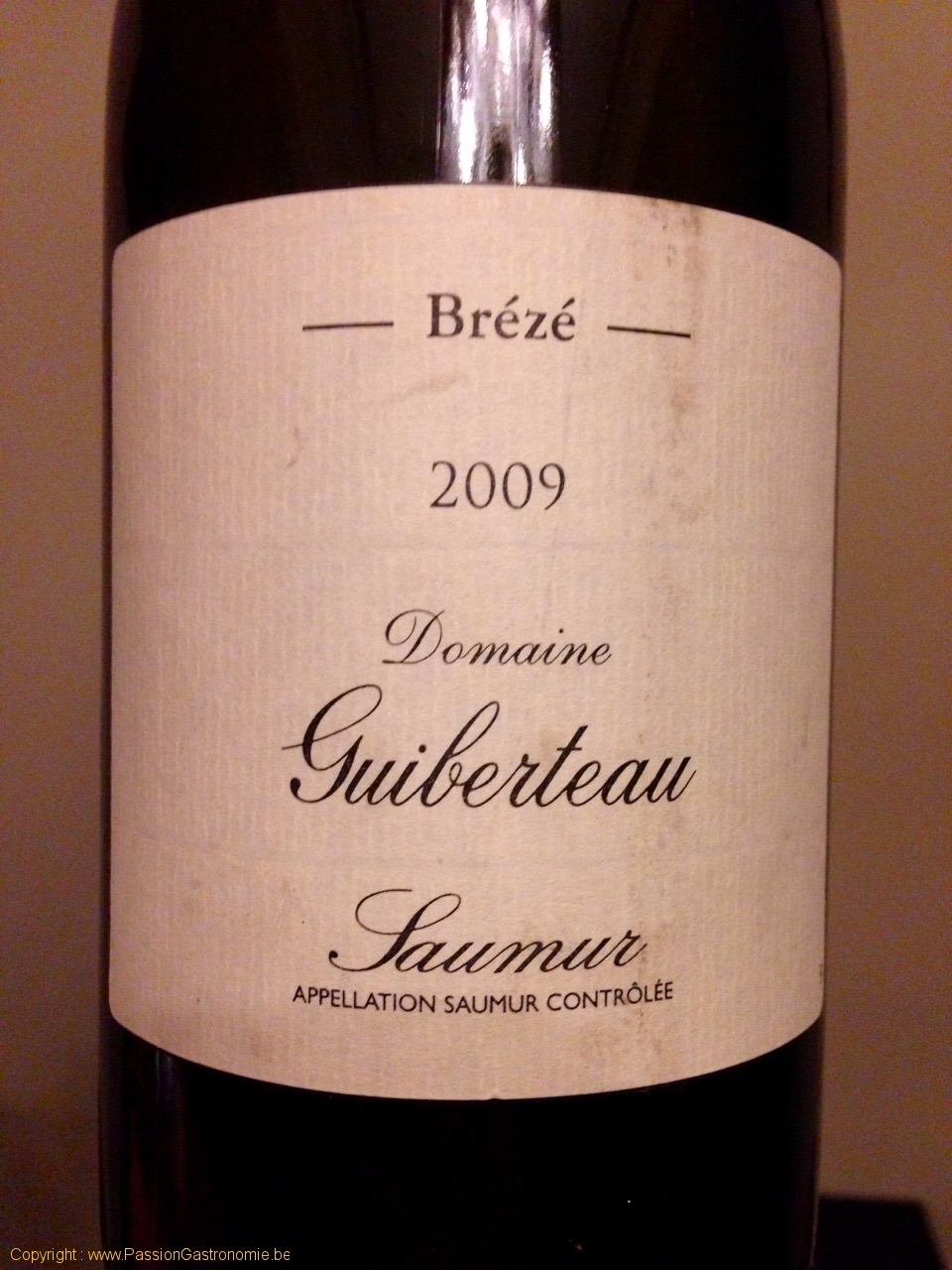 Restaurant Ugo La Louvière Guiberteau Saumur Brézé blanc 2009